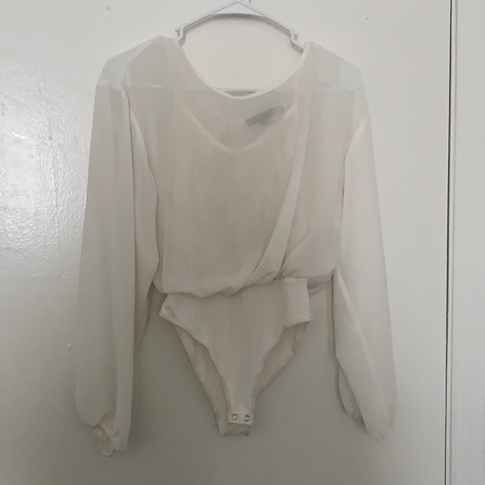 White Sheer Bodysuit with Lace